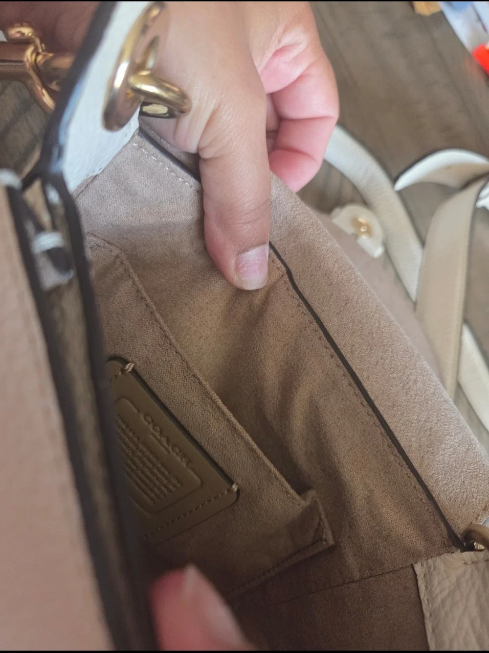 Coach Pebbled Leather Crossbody Bag light cream color